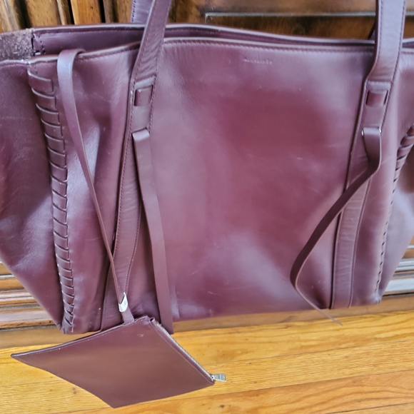 All Saints Ray Burgundy Red  Leather Tote Bag - Picture 9 of 16